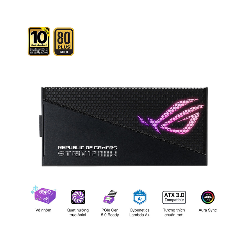 Nguồn ASUS ROG STRIX 1200G Aura Gaming (80+ GOLD/PCI-e 5.0/Full Modular/Màu Đen)