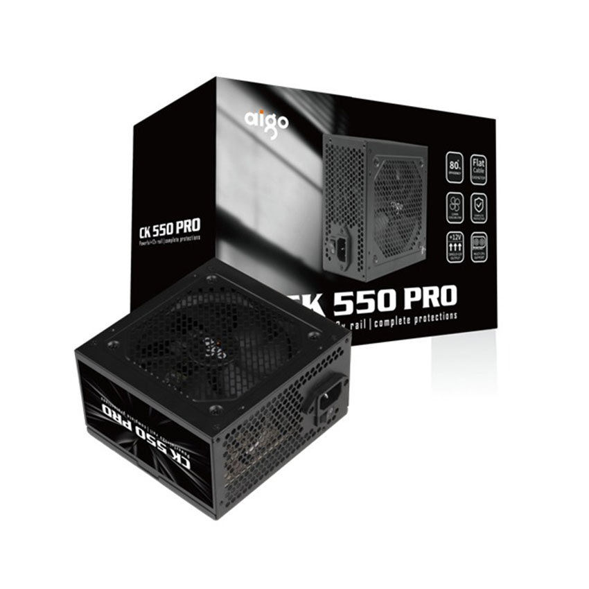 Nguồn máy tính AIGO CK550 PRO 80+ EFICIENCY - 550W (cáp dẹt)