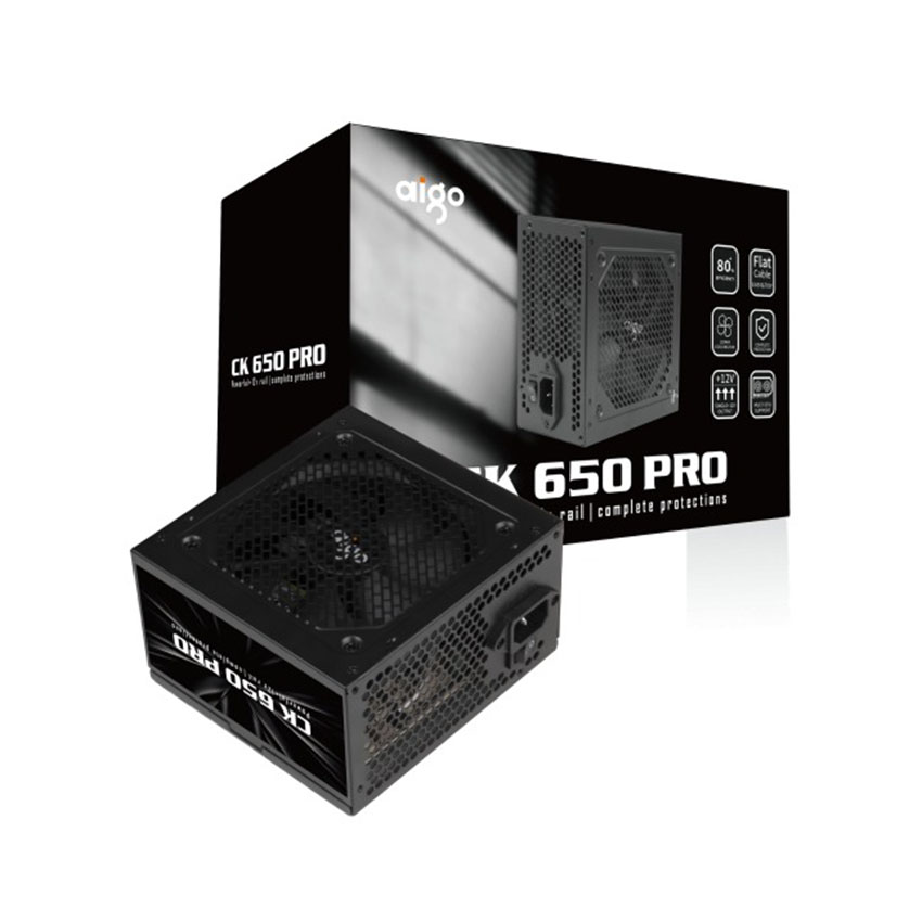 Nguồn máy tính AIGO CK650 PRO 80+ EFICIENCY - 650W (cáp dẹt)