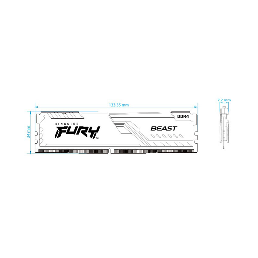 RAM Desktop KINGSTON Fury Beast (KF432C16BB/8) 8GB (1x8GB) DDR4 3200MHz