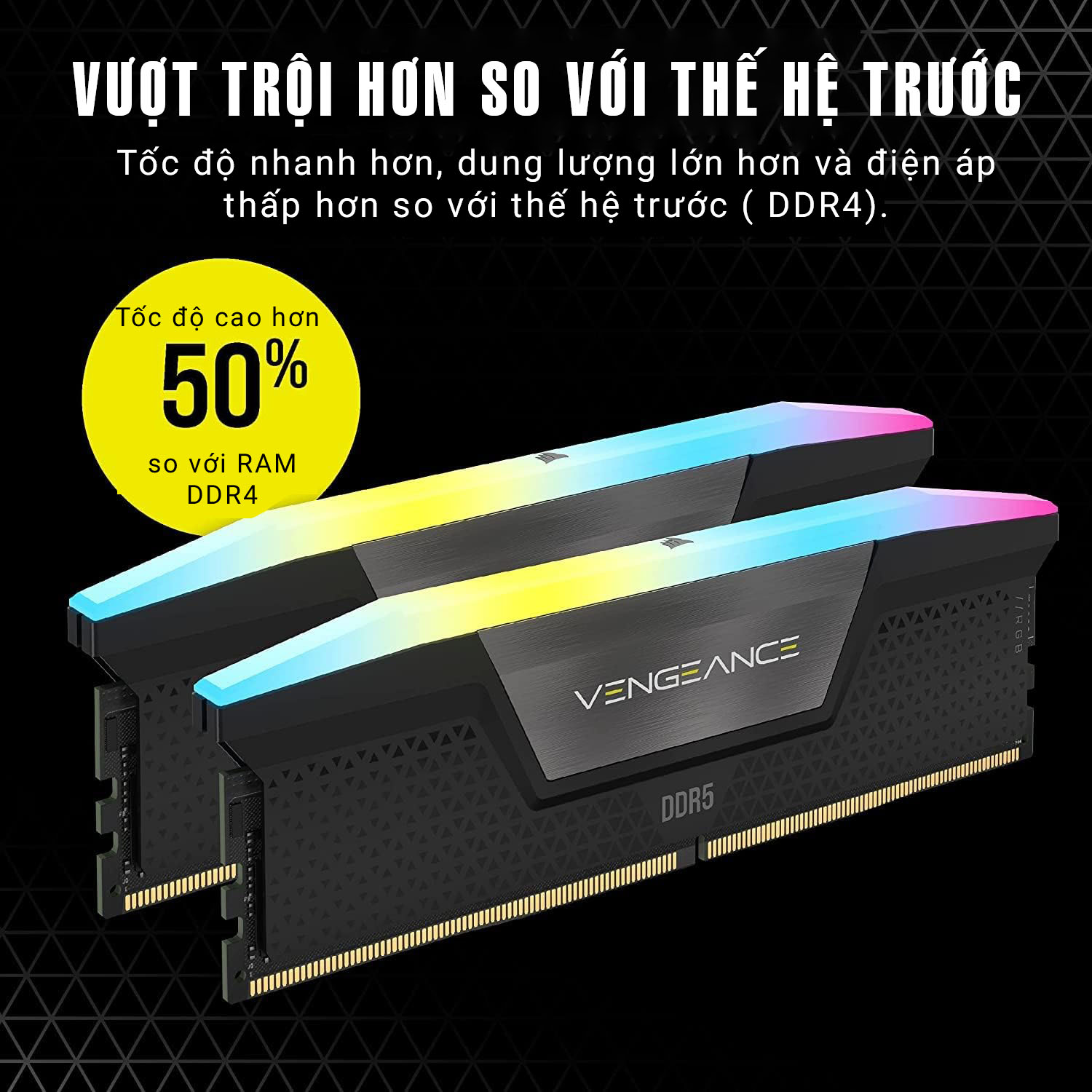 RAM Desktop Corsair Vengeance RGB Heatspreader (CMH32GX5M2B5200C40) 32GB (2x16GB) DDR5 5200MHz