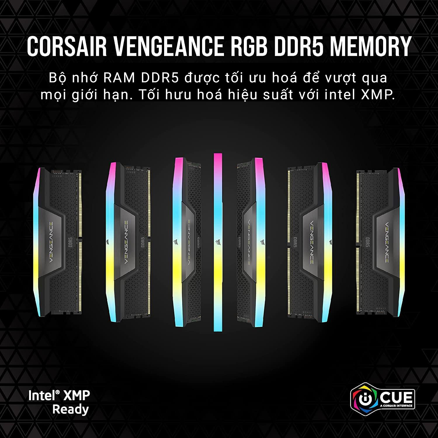 RAM Desktop Corsair Vengeance RGB (CMH64GX5M2B5600C40) 64GB (2x32GB) DDR5 5600MHz