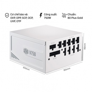 Nguồn máy tính Cooler Master 750W V Gold V2 White (80 Plus Gold/Màu Trắng)
